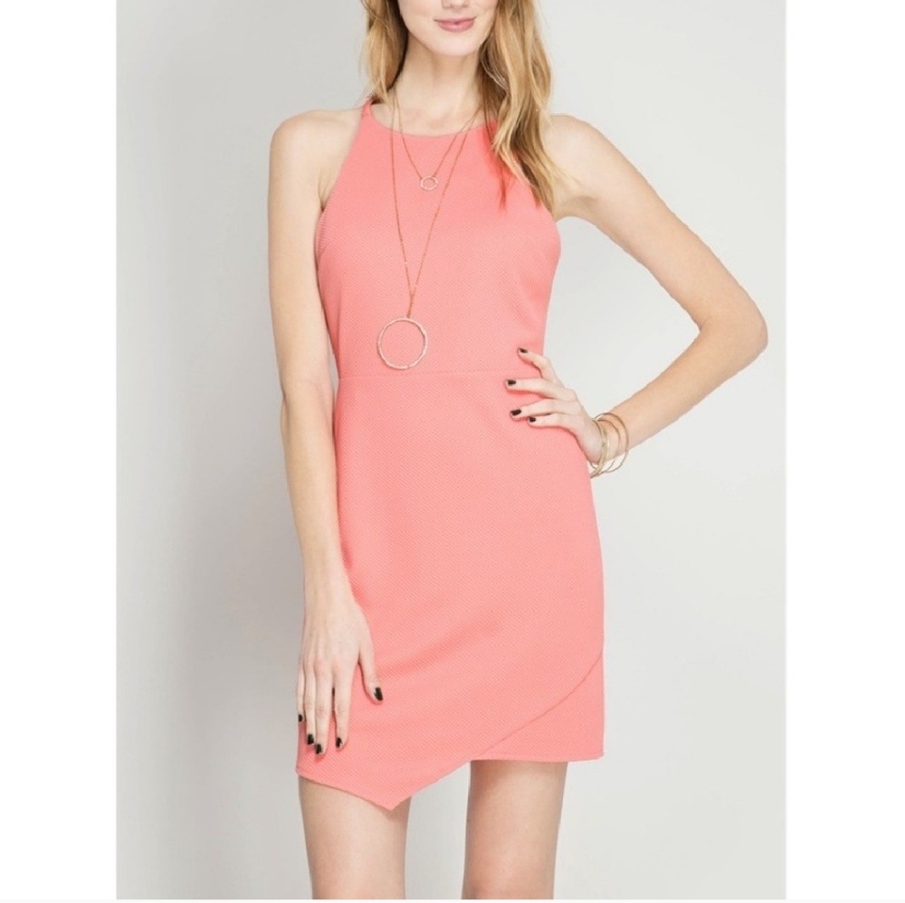 SLEEVELESS CORAL DRESS